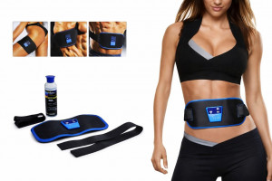 Массажер пояс миостимулятор для похудения Abgymnic : в комплекте гель 100 мл. и 2 батарейки