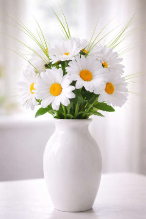 Букет ромашек 5 бутонов 16,5 см.размер бутона 55 см.высота букета