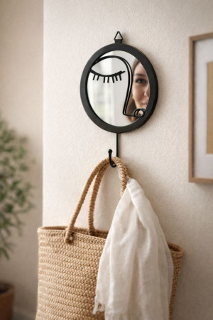 Зеркало металлическое настенное с крючком 10,5 см.1 шт./24 шт.коробка/