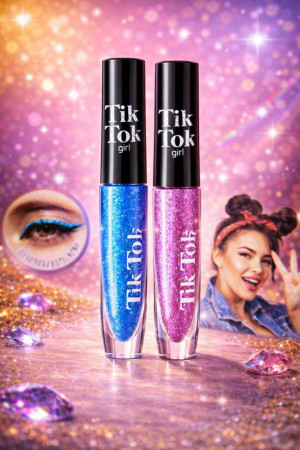 Подводка жидкая для глаз с блестками ТИК ТОК  блогеры рекомендуют 7,5 мл.