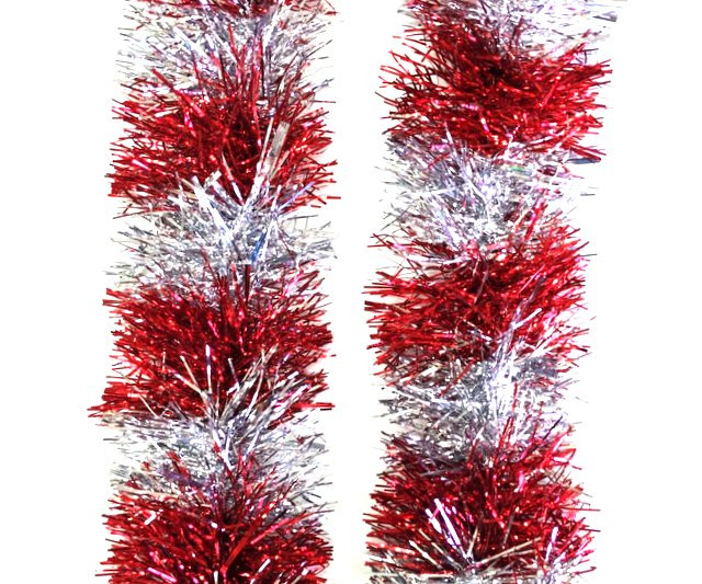 Мишура двухцветная серебро-синяя 2,7 метра  d-9 см,1 шт.