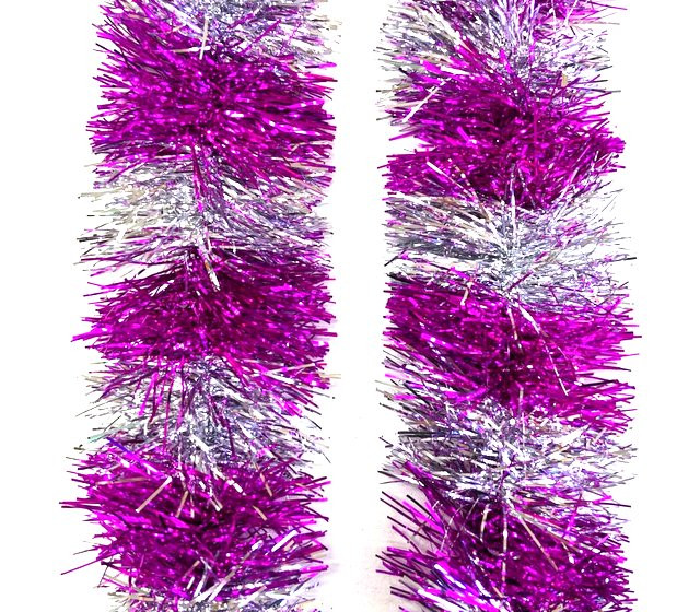 Мишура двухцветная серебро-синяя 2,7 метра  d-9 см,1 шт.