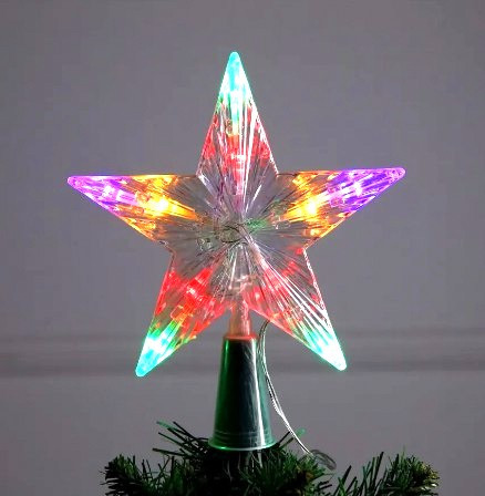 Звезда на елку светящаяся Красная 15 см.1 шт.