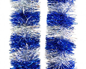 Мишура двухцветная серебро-синяя 2,7 метра  d-9 см,1 шт.