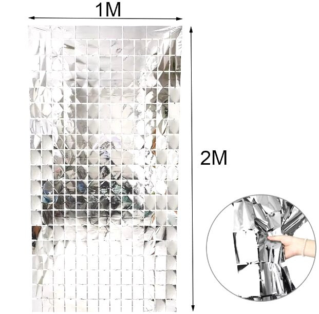 Штора занавес для фотозоны Серебро  1 * 2 метра
