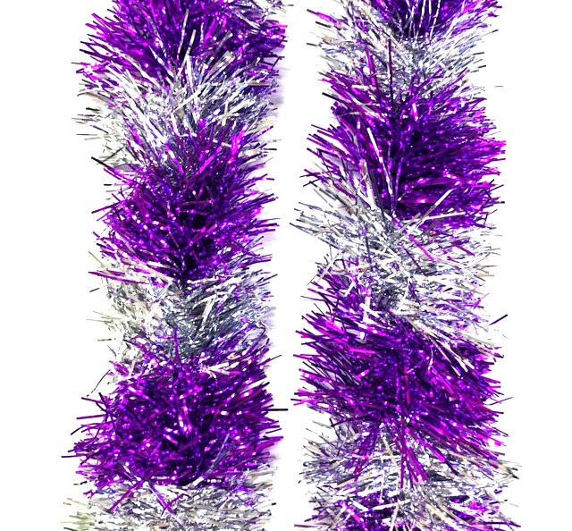 Мишура двухцветная серебро-синяя 2,7 метра  d-9 см,1 шт.