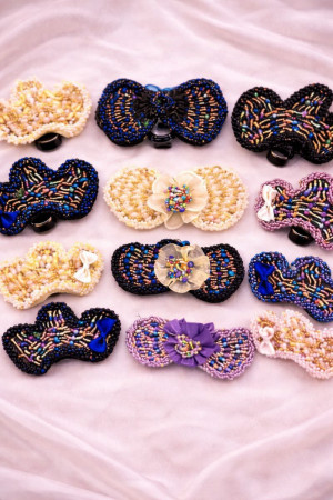 Заколка зажим с бисером 10 см.1 шт.