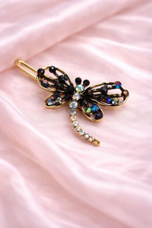 Заколка со стразами металлическая 6 см.1 шт.