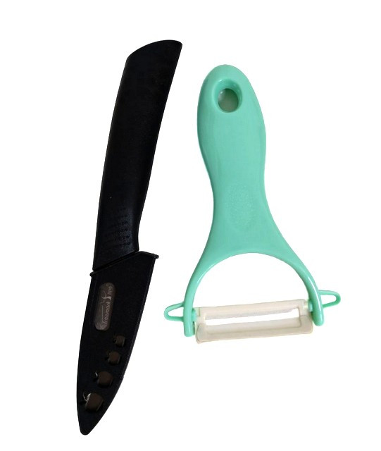 Нож керамический с чехлом  и овощечистка керамическая набор из 2 х предметов