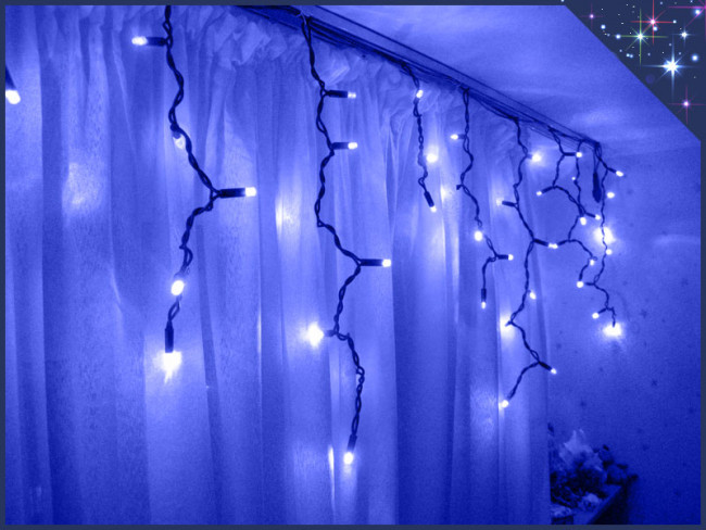 Гирлянда бахрома Синяя 8,5 м.*60 см.