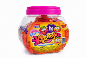 Жевательная конфета "Жевамба" ассорти, 16г,1 шт./ 60шт в банке/