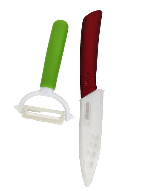 Нож с чехлом  и овощечистка керамическая набор из 2 х предметов