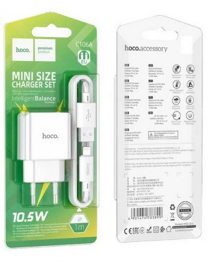 Зарядное устройство с кабелем HOCO C106A IOS WHITE