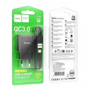 Зарядное устройство с кабелем HOCO C140A TYPE-C BLACK