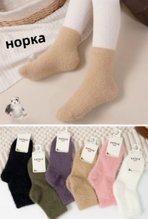 Носки детские термо 80% шерсть норки р.2-4 года / 10 пар в упаковке/ 1 пара
