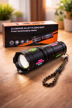 Фонарик ручной из алюминиевого сплава с индикатором зарядки батареи, встроенный павербанк 16 см.1 шт