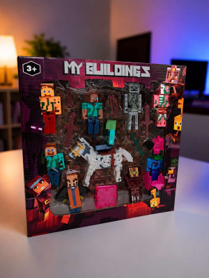 Набор фигурок My Buildings в пиксельном стиле — 12 персонажей и аксессуаров