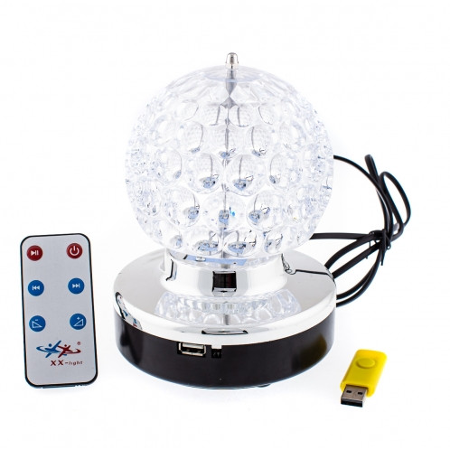 Музыкальный диско шар с USB накопителем и пультом управления 15*12 см.1 шт.