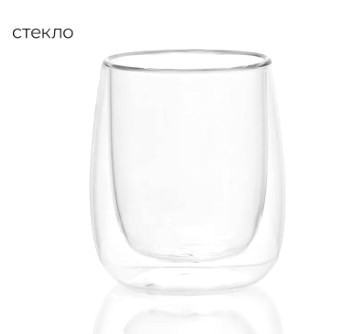 Кружка стеклянная с двойным дном  250 мл.1 шт.