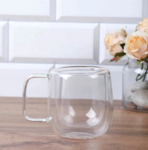 Кружка стеклянная с двойным дном  250 мл.1 шт.