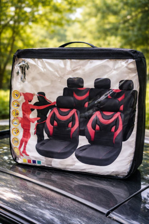 Чехлы для автомобиля,5 подголовников,карман в передних сиденьях,набор крепежа в комплекте