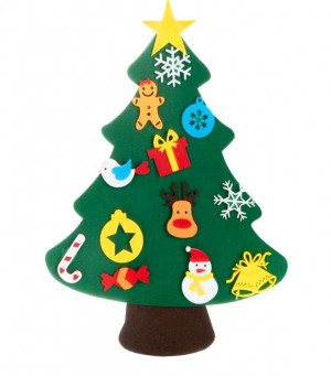 Елка из фетра 50,5*38,5 см., декоративные элементы на липучках 13 шт./240 шт.коробка/