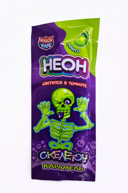 Карамель на неоновой палочке «Неон Скелетон» 10г*30шт*12блоков