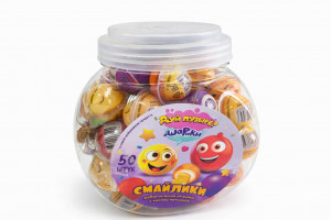 Жевательная резинка с кислой начинкой «Дуй пузырь! ШАРИКИ СМАЙЛИКИ», 10 г.1 шт./50шт.в коробке/