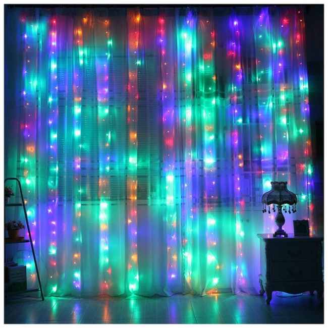 Штора гирлянда Радуга  уличная водонепроницаемая 3*2 м.320 ламп 1 шт.