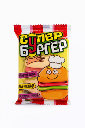 Маршмеллоу с жевательным мармеладом "СУПЕР БУРГЕР" 15гр,1 шт./ 24 шт в коробке/