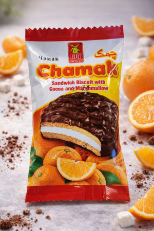 Печенье с зефирной начинкой в шоколадной глазури Апельсин  20 гр.1 шт