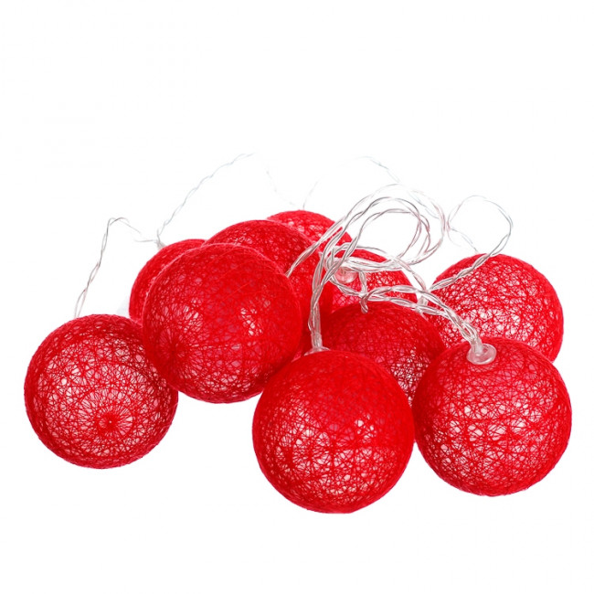 Гирлянда интерьерная нить Красная 10 ламп 2,5 м.