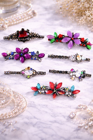 Заколка автоматическая с камнями 1 шт.8-9 см.