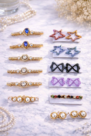 Заколка автоматическая с камнями 6-8 см.1 шт.